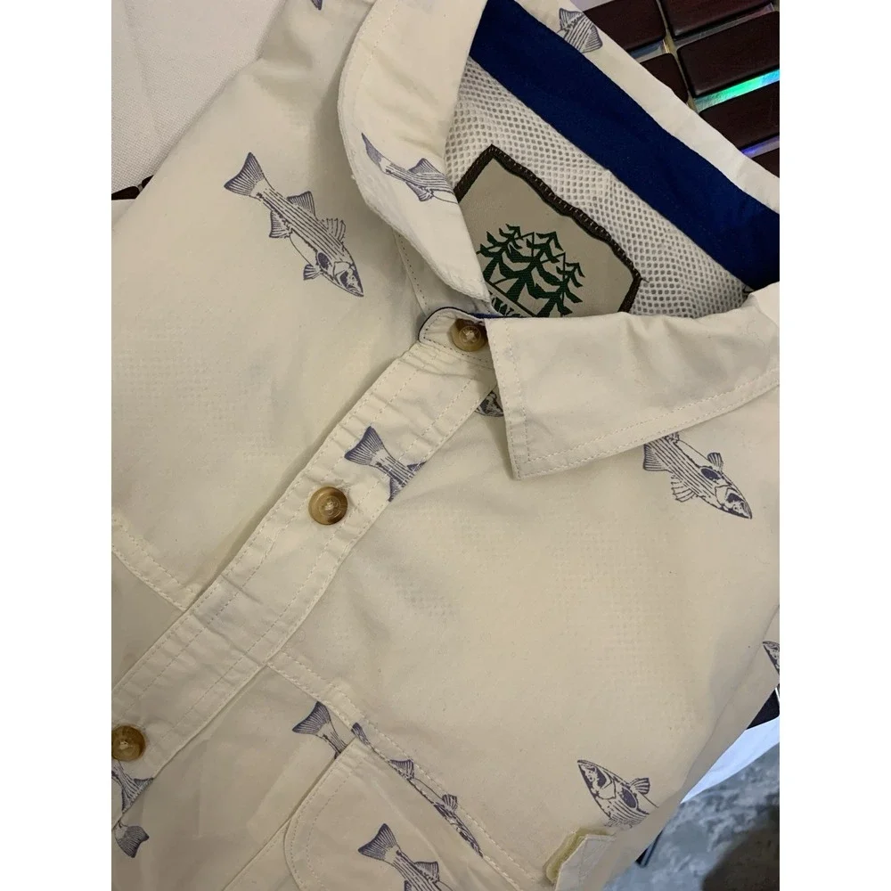 TallWoods Hawaiian Shirt Cotton Blend Men's SS Beach Size 2XL Button Fish Vented